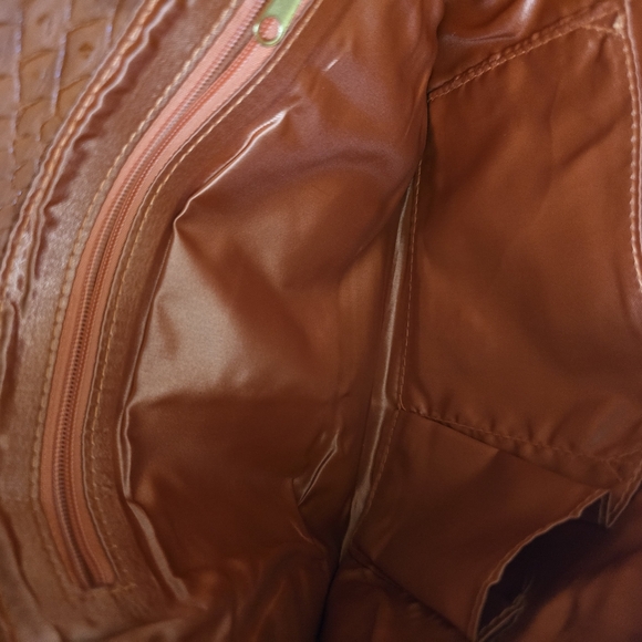 Orange Clutch Purse, inside zipper, 2 additional pockets, magnetic shut, snake t - Picture 6 of 9